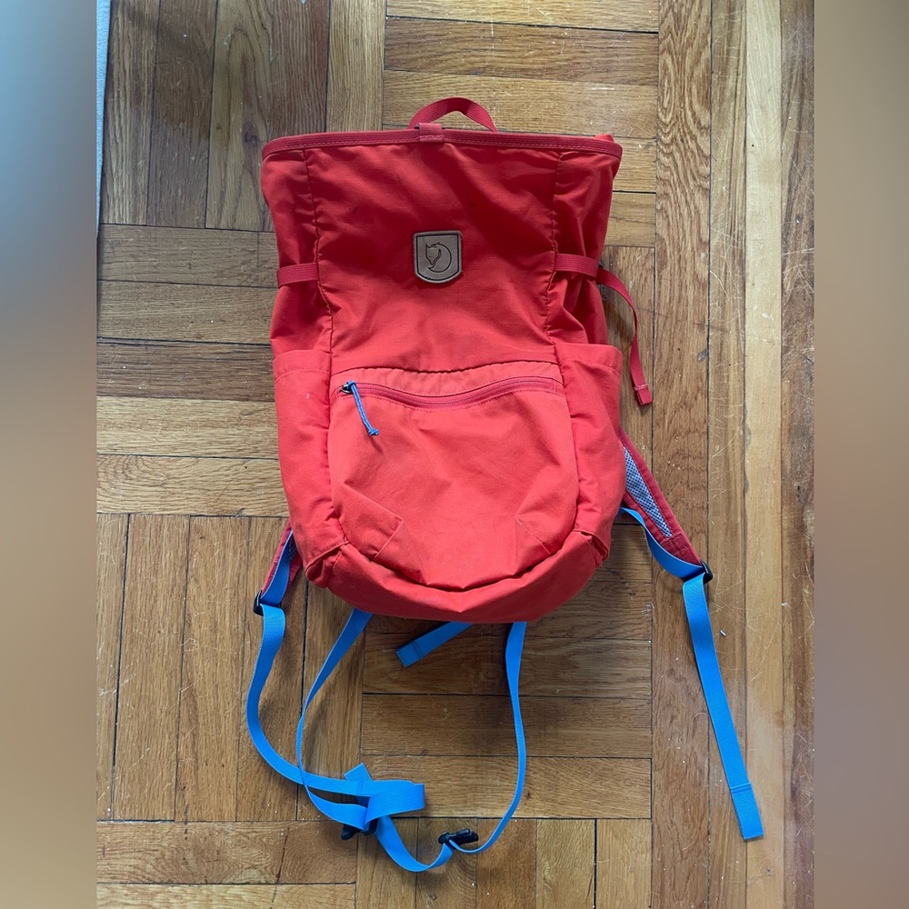 orange Fjallraven backpack